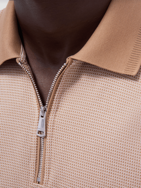 Bugatchi Zip Polo | Camel - Caswell's Fine Menswear