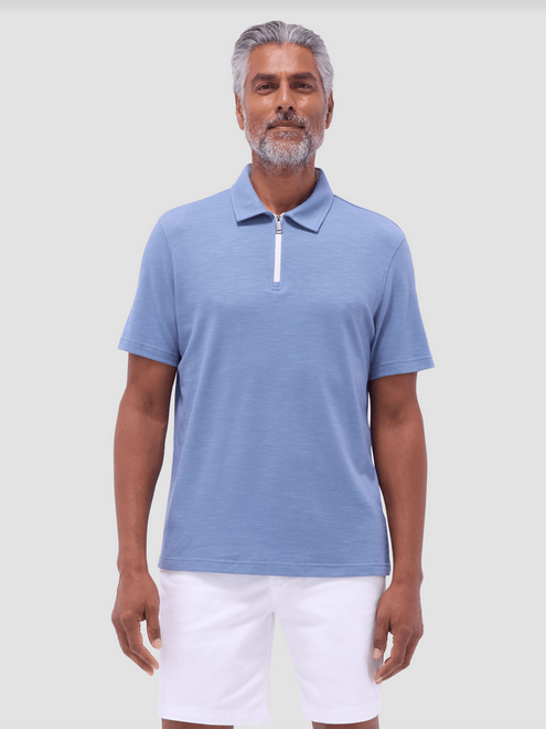 Bugatchi Zip Polo | Cobalt - Caswell's Fine Menswear