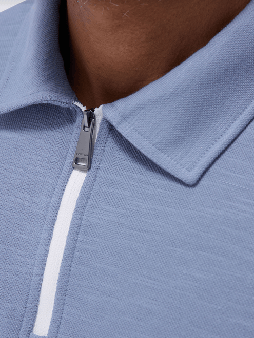 Bugatchi Zip Polo | Cobalt - Caswell's Fine Menswear