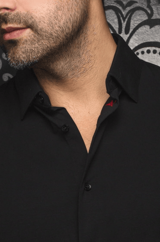 Au Noir 360° Stretch Shirt Short Sleeve | ALEX-SLD, Black - Caswell's Fine Menswear