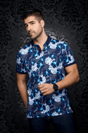 Au Noir Polo | CAMPARI, Navy - Caswell's Fine Menswear