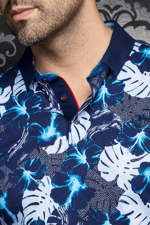 Au Noir Polo | CAMPARI, Navy - Caswell's Fine Menswear