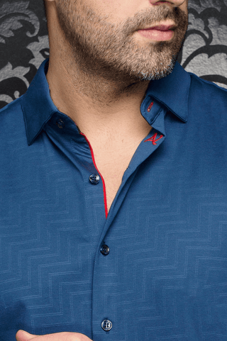 Au Noir 360° Stretch Shirt Short Sleeve | DIVENERE, Indigo - Caswell's Fine Menswear
