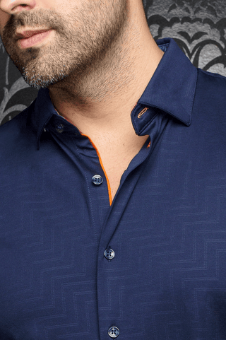 Au Noir 360° Stretch Shirt Short Sleeve | DIVENERE, Navy - Caswell's Fine Menswear