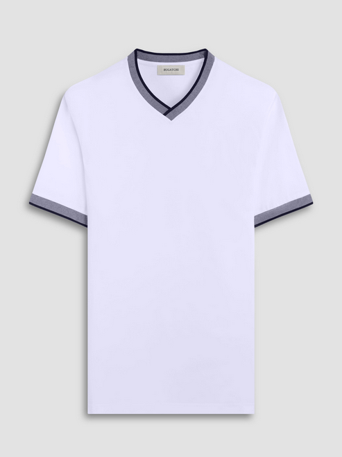 Bugatchi V-Neck Tee | White - Caswell's Fine Menswear