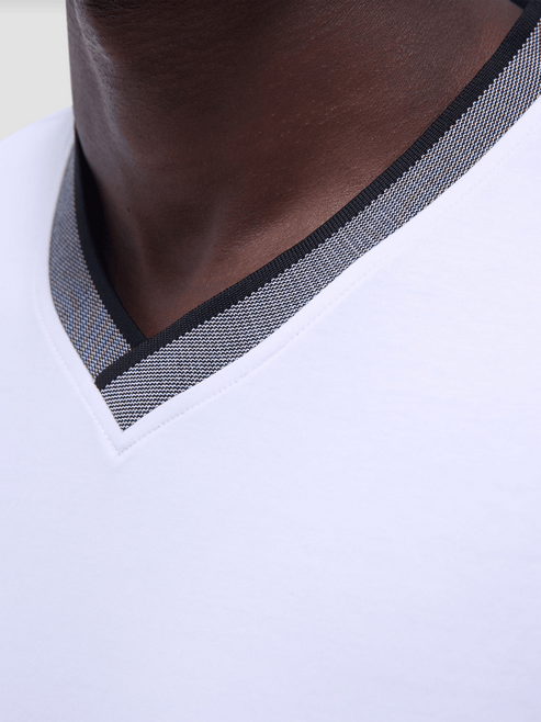 Bugatchi V-Neck Tee | White - Caswell's Fine Menswear