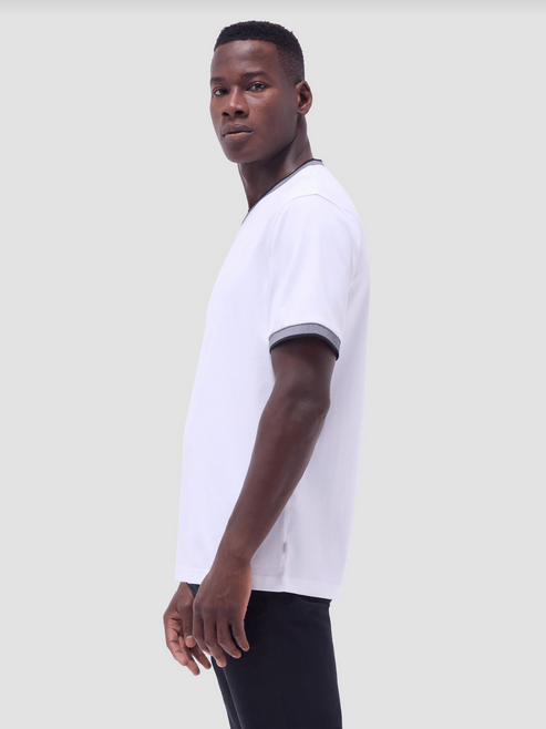 Bugatchi V-Neck Tee | White - Caswell's Fine Menswear