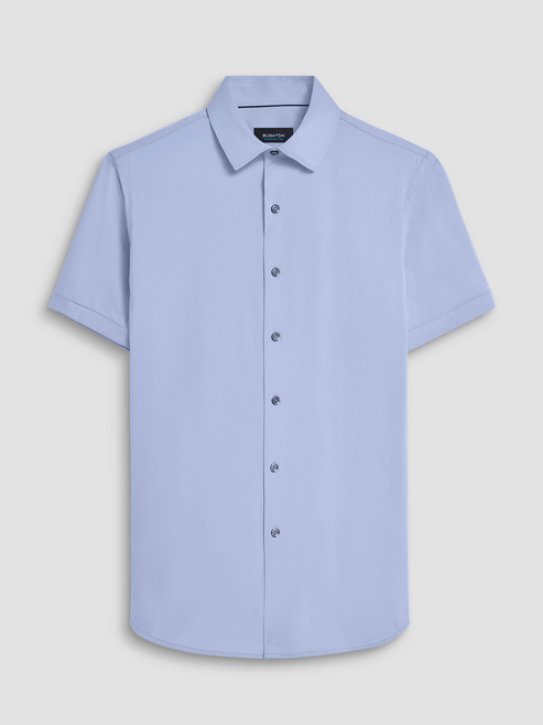 Bugatchi Miles Solid OoohCotton® Short Sleeve Shirt | Air Blue - Caswell's Fine Menswear
