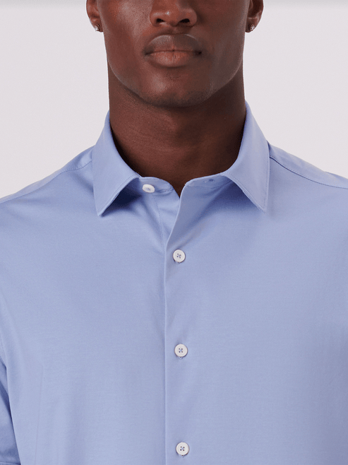 Bugatchi Miles Solid OoohCotton® Short Sleeve Shirt | Air Blue - Caswell's Fine Menswear