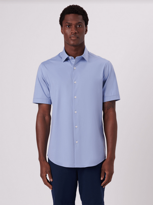 Bugatchi Miles Solid OoohCotton® Short Sleeve Shirt | Air Blue - Caswell's Fine Menswear