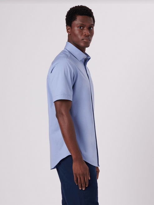 Bugatchi Miles Solid OoohCotton® Short Sleeve Shirt | Air Blue - Caswell's Fine Menswear