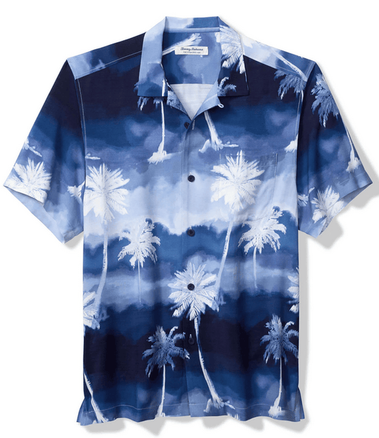 Tommy Bahama Men's Bahama Coast Palm Showers Camp Shirt | Glacier Blue