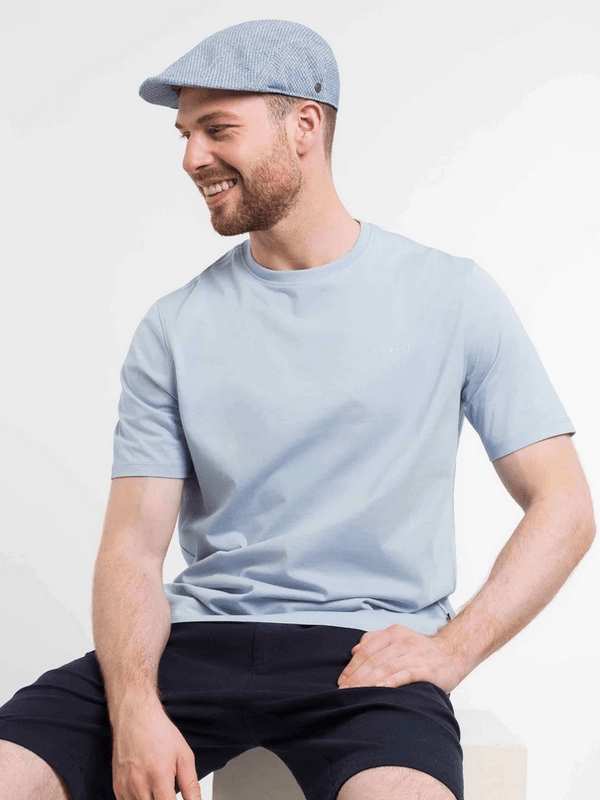 Bugatti Peaked Cap in Linen Blend | Blue - Caswell's Fine Menswear