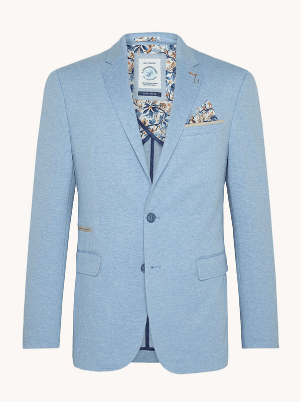 A Fish Named Fred Blazer Melange Pique | Light Blue - Caswell's Fine Menswear