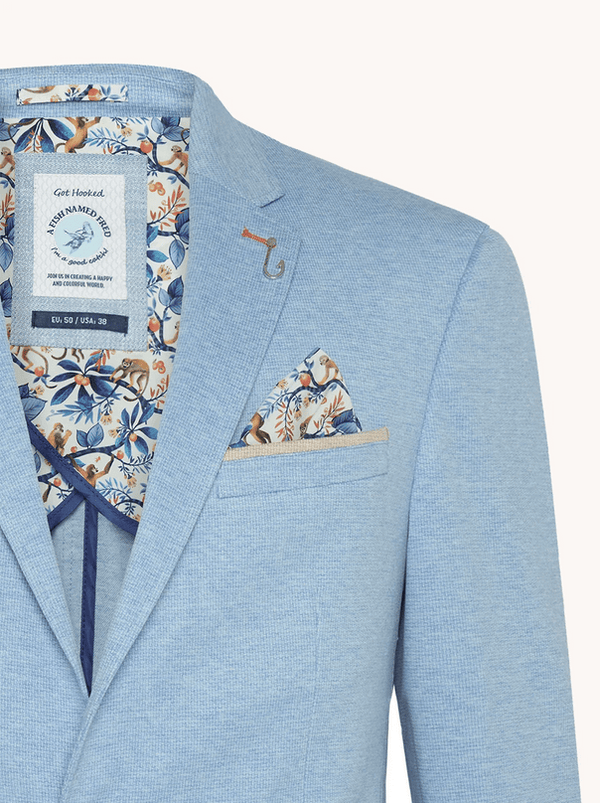 A Fish Named Fred Blazer Melange Pique | Light Blue - Caswell's Fine Menswear