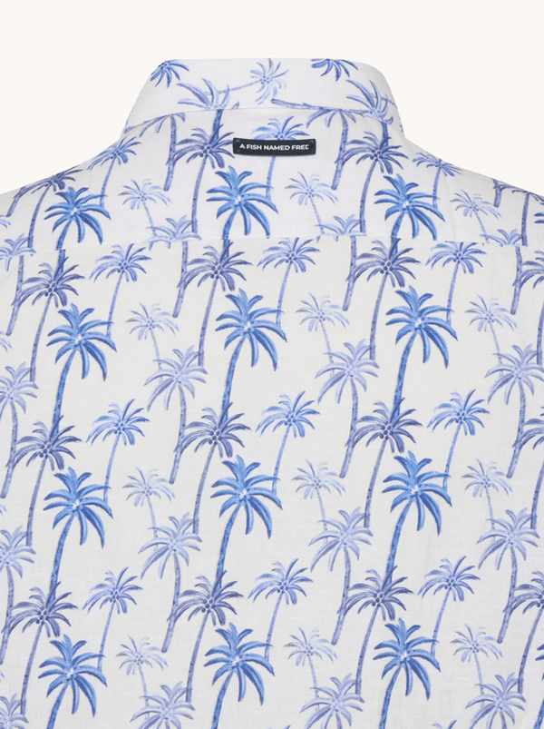 A Fish Named Fred Palm Tree Shirt | White - Caswell's Fine Menswear