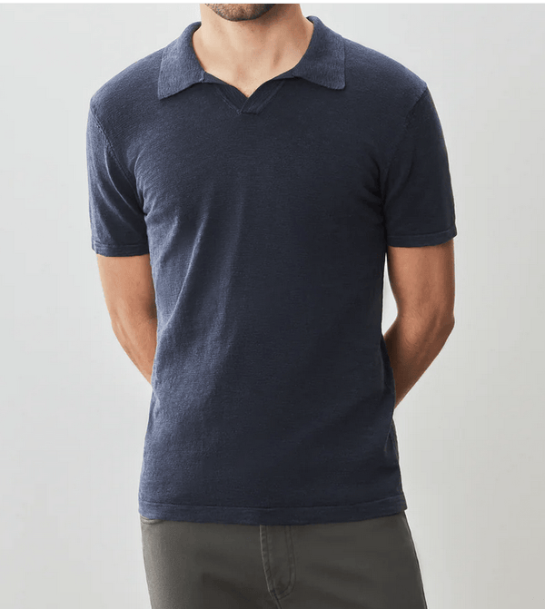 Robert Barakett South Shore Open Collar Sweater Polo | Navy - Caswell's Fine Menswear