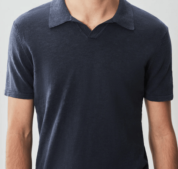 Robert Barakett South Shore Open Collar Sweater Polo | Navy - Caswell's Fine Menswear