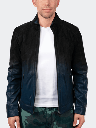 Maceoo Leather Jacket Degrade | Black to Navy - Caswell's Fine Menswear