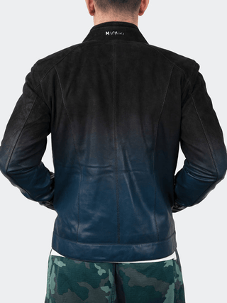 Maceoo Leather Jacket Degrade | Black to Navy - Caswell's Fine Menswear