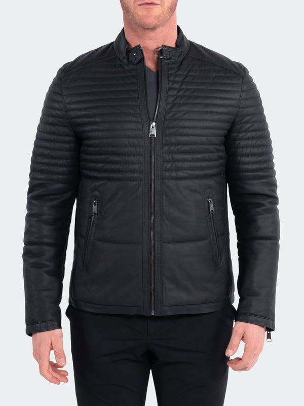 Maceoo Leather Jacket | Matte Black - Caswell's Fine Menswear