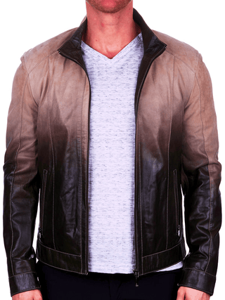 Maceoo Leather Jacket Degrade | Brown - Caswell's Fine Menswear