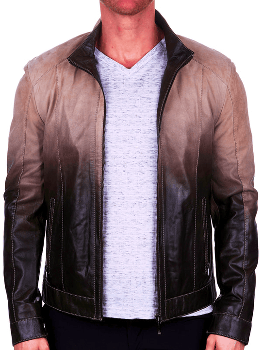 Maceoo Leather Jacket Degrade | Brown