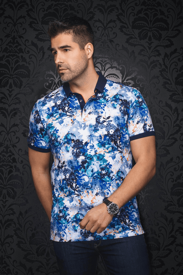 Au Noir Polo | ROYCE, White Navy - Caswell's Fine Menswear
