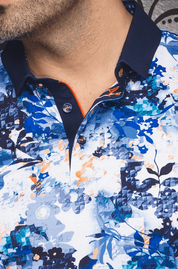Au Noir Polo | ROYCE, White Navy - Caswell's Fine Menswear