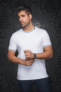 Au Noir T-Shirt | HARDEN, White Blue - Caswell's Fine Menswear