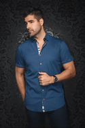 Au Noir Shirt 360° Stretch Shirt | TERRANO, Navy - Caswell's Fine Menswear