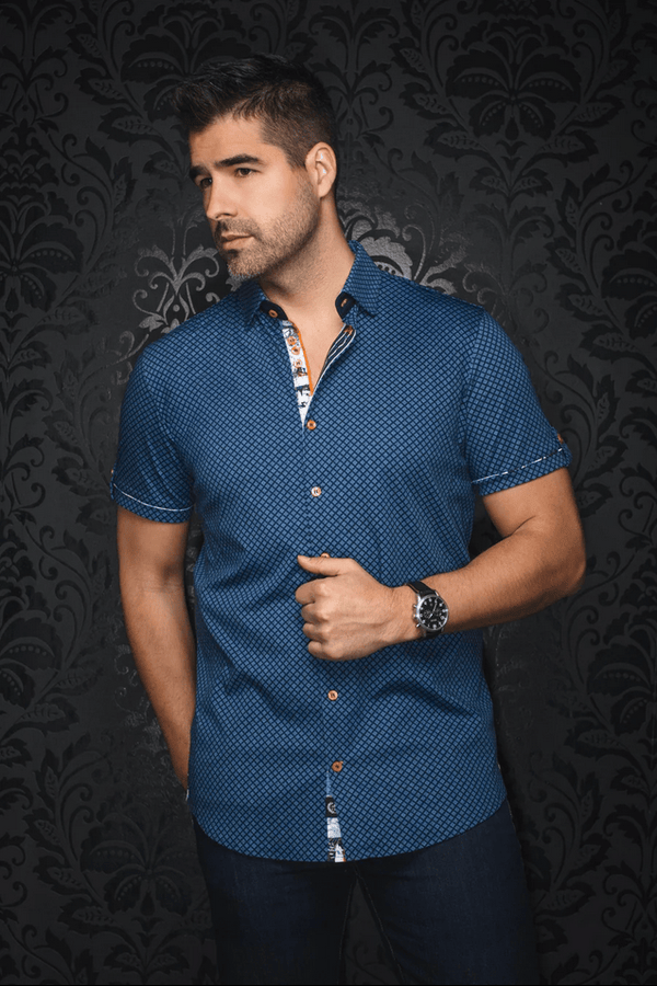 Au Noir Shirt 360° Stretch Shirt | TERRANO, Navy - Caswell's Fine Menswear