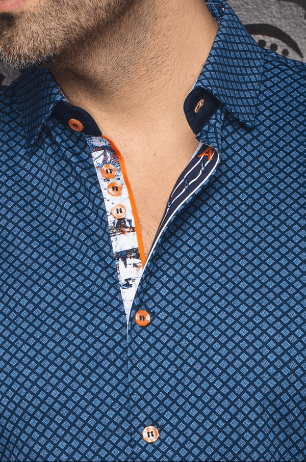 Au Noir Shirt 360° Stretch Shirt | TERRANO, Navy - Caswell's Fine Menswear