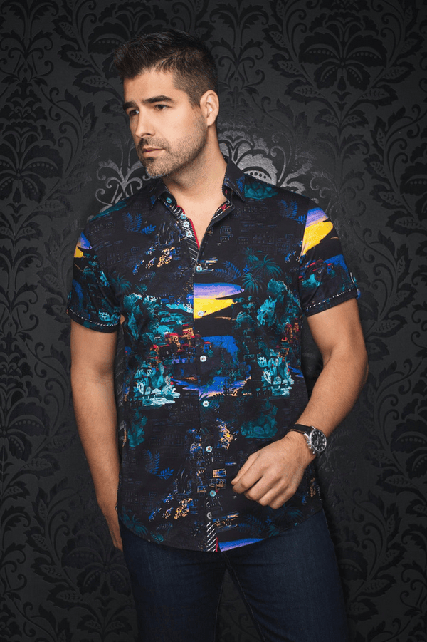 Au Noir Shirt 360° Stretch Shirt | ELSTER, Black - Caswell's Fine Menswear