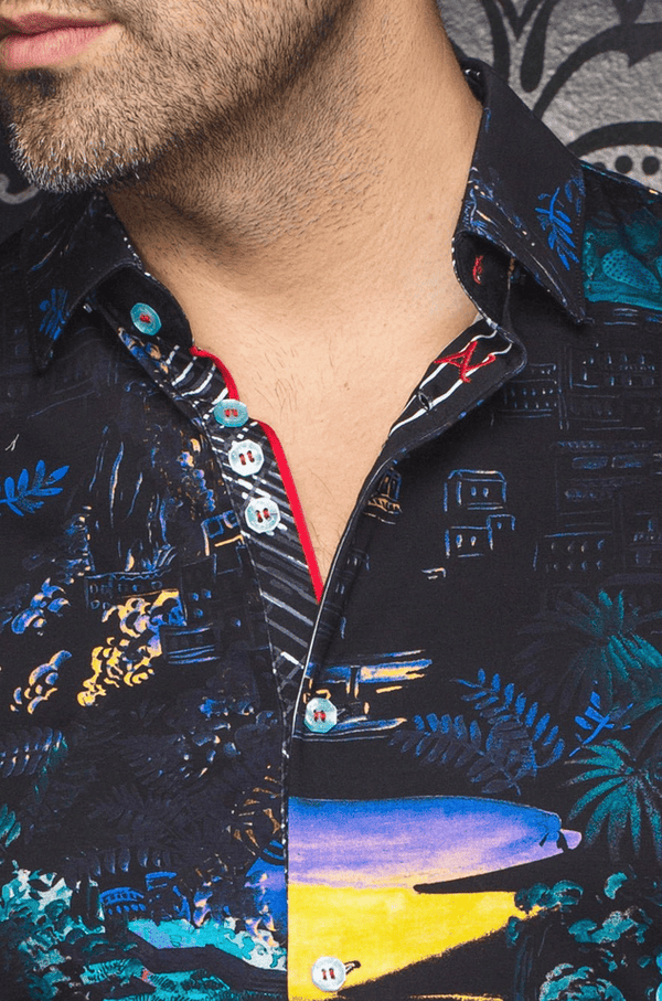 Au Noir Shirt 360° Stretch Shirt | ELSTER, Black - Caswell's Fine Menswear