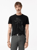 John Varvatos Rose and Skull Tee | Black - Caswell's Fine Menswear