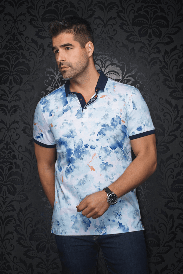 Au Noir Polo | ANZIO, Light Aqua - Caswell's Fine Menswear