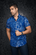 Au Noir 360° Stretch Shirt | RONALDO, Blue - Caswell's Fine Menswear
