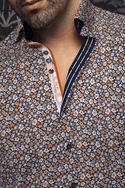 Au Noir Shirt 360° Stretch Shirt | HAYLO, Navy Orange - Caswell's Fine Menswear