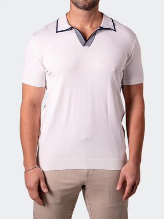 Maceoo Polo Tip Cotton White - Caswell's Fine Menswear