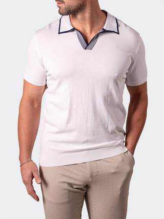 Maceoo Polo Tip Cotton White - Caswell's Fine Menswear