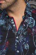 Au Noir 360° Stretch Shirt | MARENGO, Black Turquoise