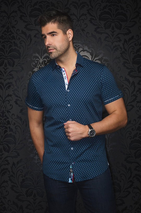 Au Noir 360° Stretch Shirt Short Sleeve | OSLIN, Navy