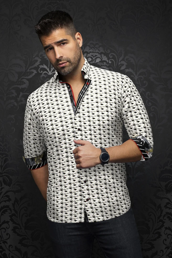 Au Noir Chemise Chemise | SUARINO, Or blanc