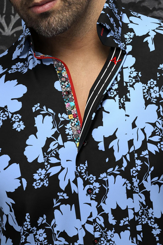 Au Noir Short Sleeve Shirt | DORIOT, Black Cobalt