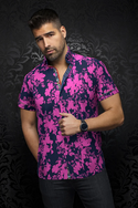 Au Noir Short Sleeve Shirt | DORIOT, Fuchsia
