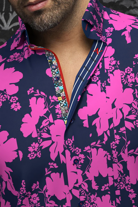 Au Noir Short Sleeve Shirt | DORIOT, Fuchsia