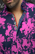 Au Noir Short Sleeve Shirt | DORIOT, Fuchsia