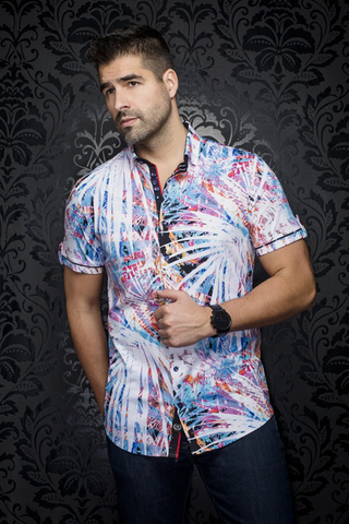 Au Noir 360° Stretch Shirt Short Sleeve | CAMERON, White Multi