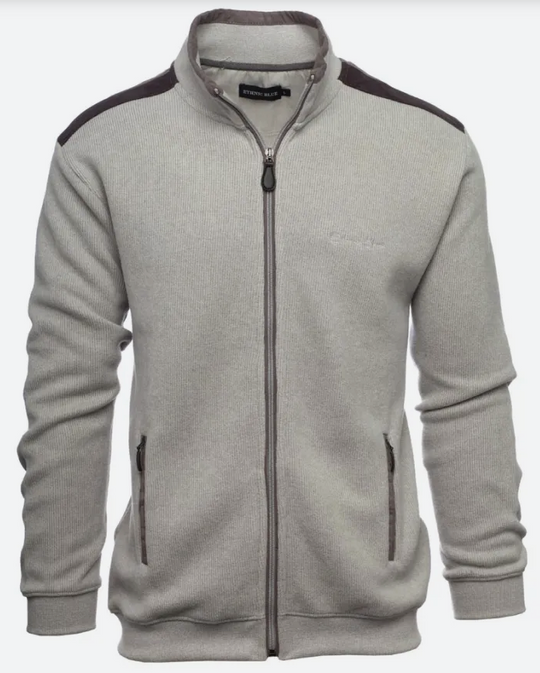 Ethnic Blue Zip-Up Jacket with Soft Touch | Grey